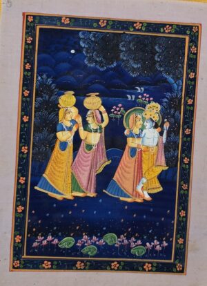 Radha Krishna Painting on Silk Fabric