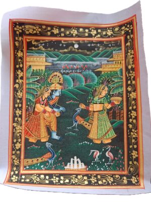 Radha Krishna Painting on Silk Fabric
