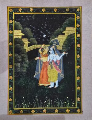 Radha Krishna Painting on Silk Fabric
